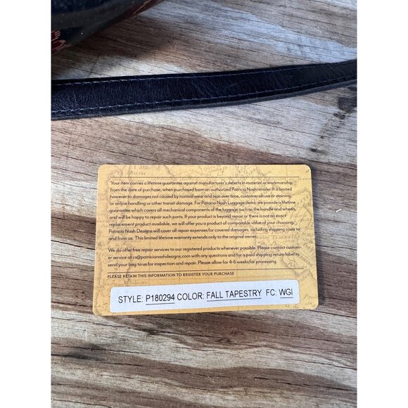 Patricia Nash Floral Tapestry Handbag W/ Black Leather Accents Adjustable Strap - Picture 13 of 14